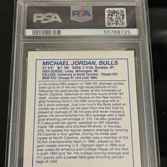 1990 Kenner Starting Lineup Yellow Rookie Year 1984 Michael Jordan PSA 8 RARE